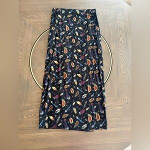 Scott Taylor Black Feather Pattern Maxi Skirt